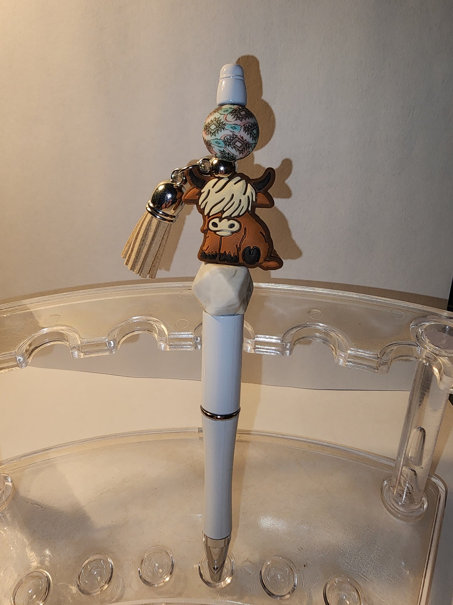 Highland Cow Beaded Pens – Farm Animal Ballpoint Pens with Tassels