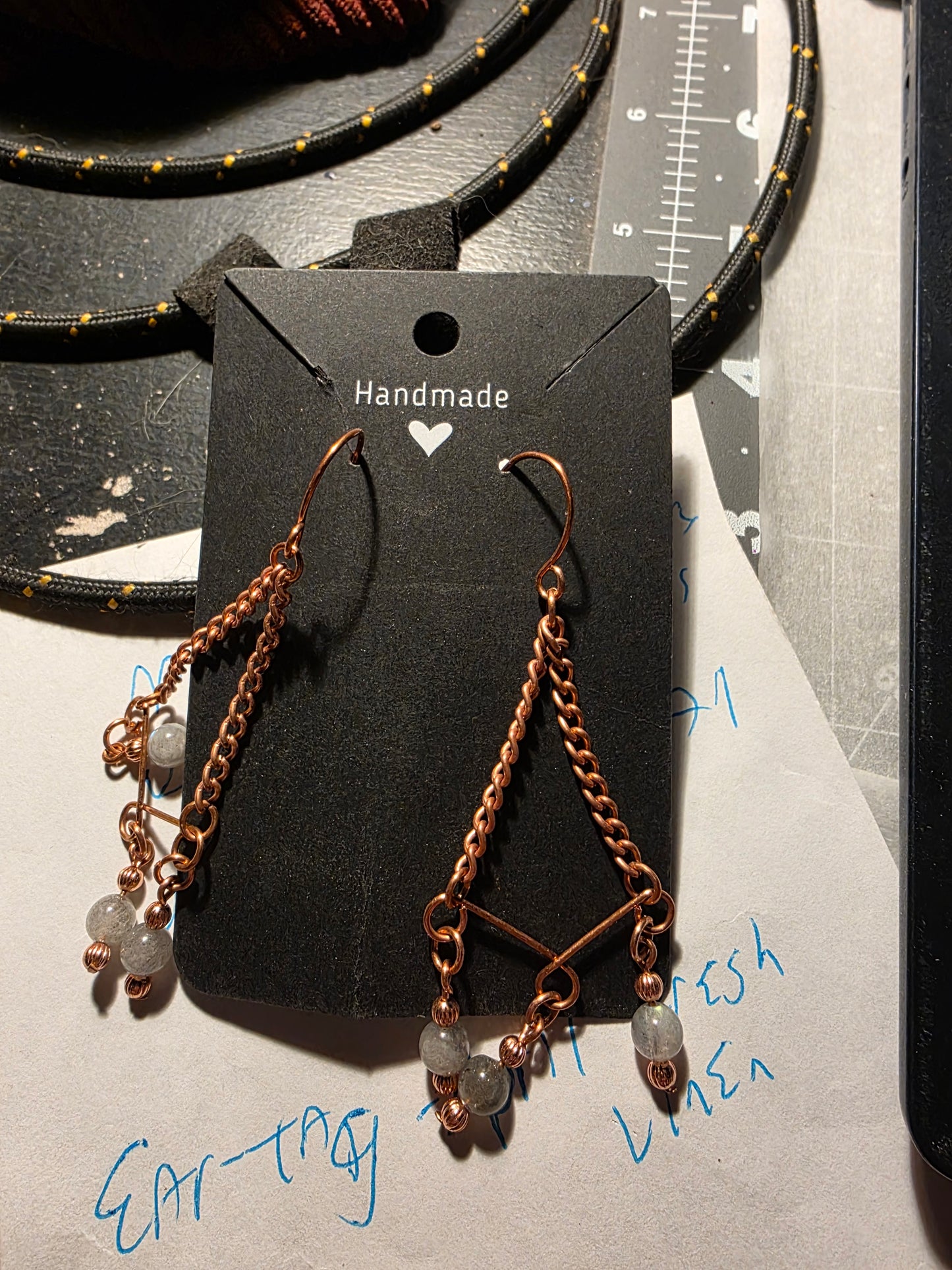 Handmade Copper Wire Wrapped Earrings – Beaded Dangle Earrings | Made in the USA