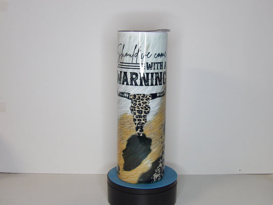 Yellow 34-30oz Tumbler – “Should’ve Come With a Warning” – Leopard Cowhide Design