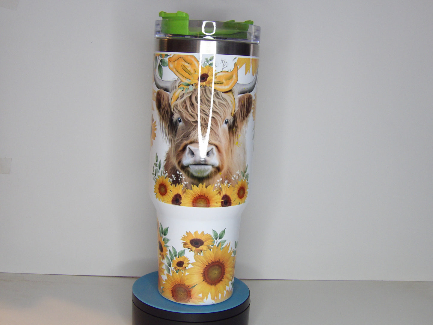 Red 19-40oz Highland Cow & Sunflower Tumbler with Straw