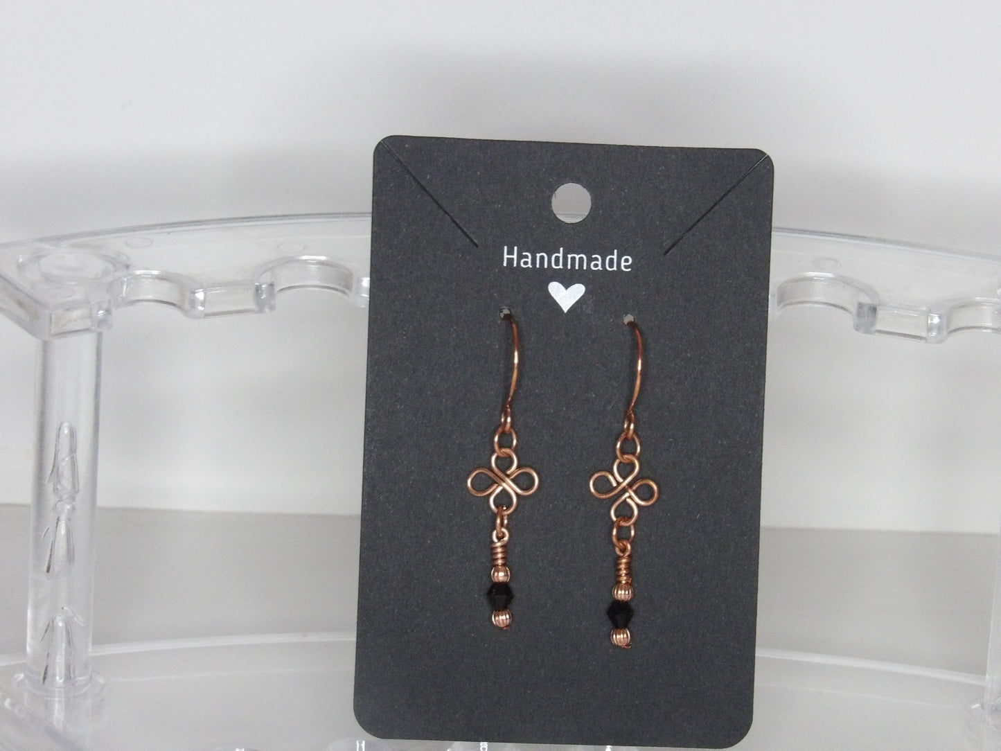 Hand-Wrapped Copper Wire Earrings with Crystal Beads | Handmade in the USA
