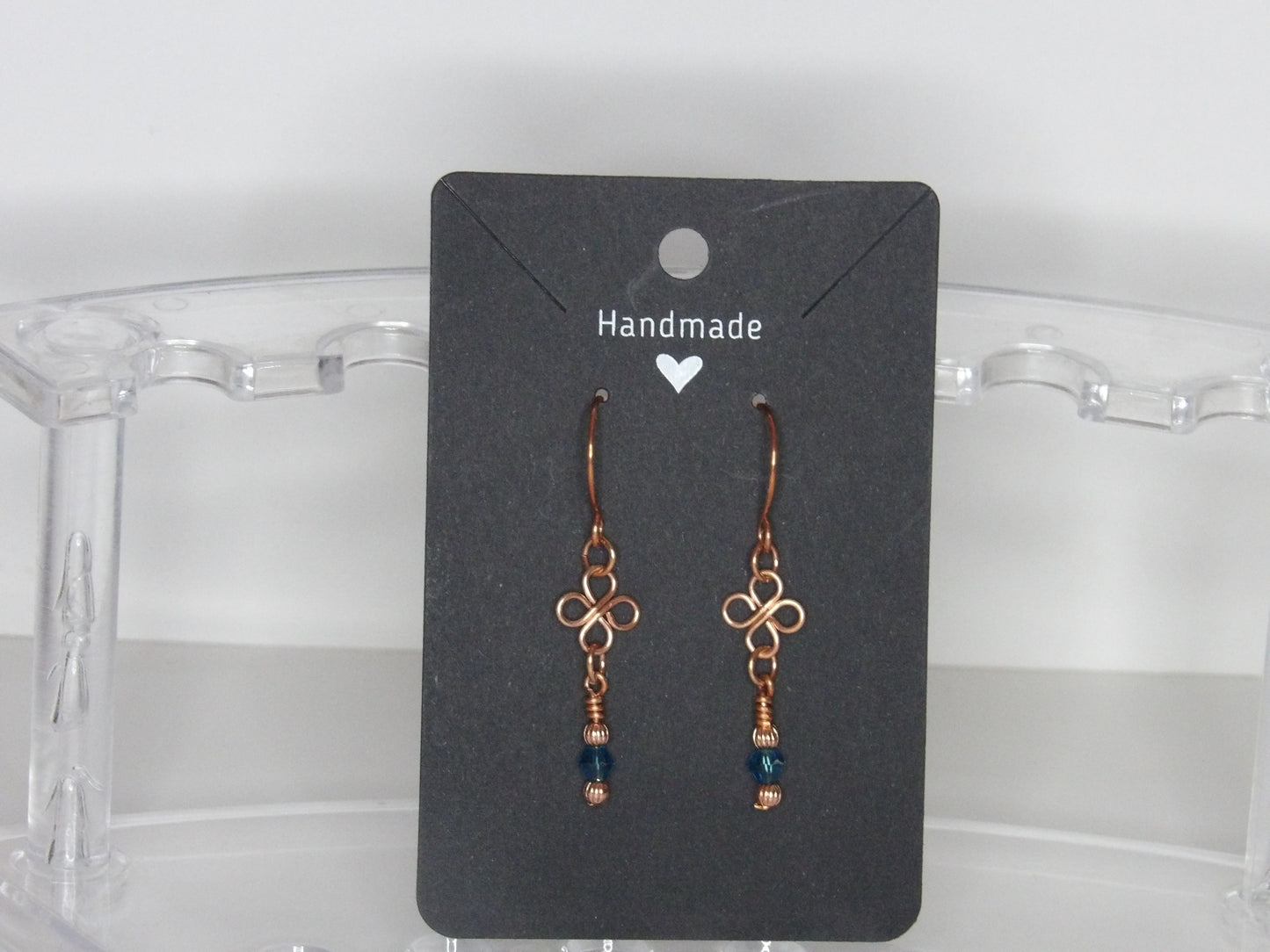Hand-Wrapped Copper Wire Earrings with Crystal Beads | Handmade in the USA