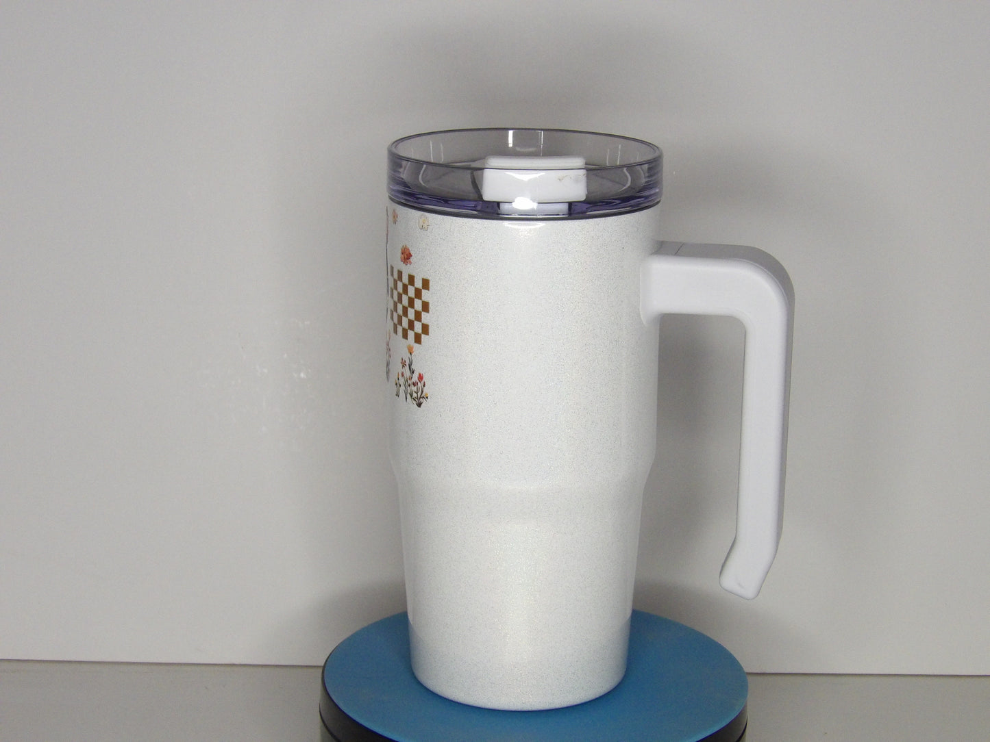 Floral Chicken 15 oz Shimmer Tumbler with Handle – Made in the USA