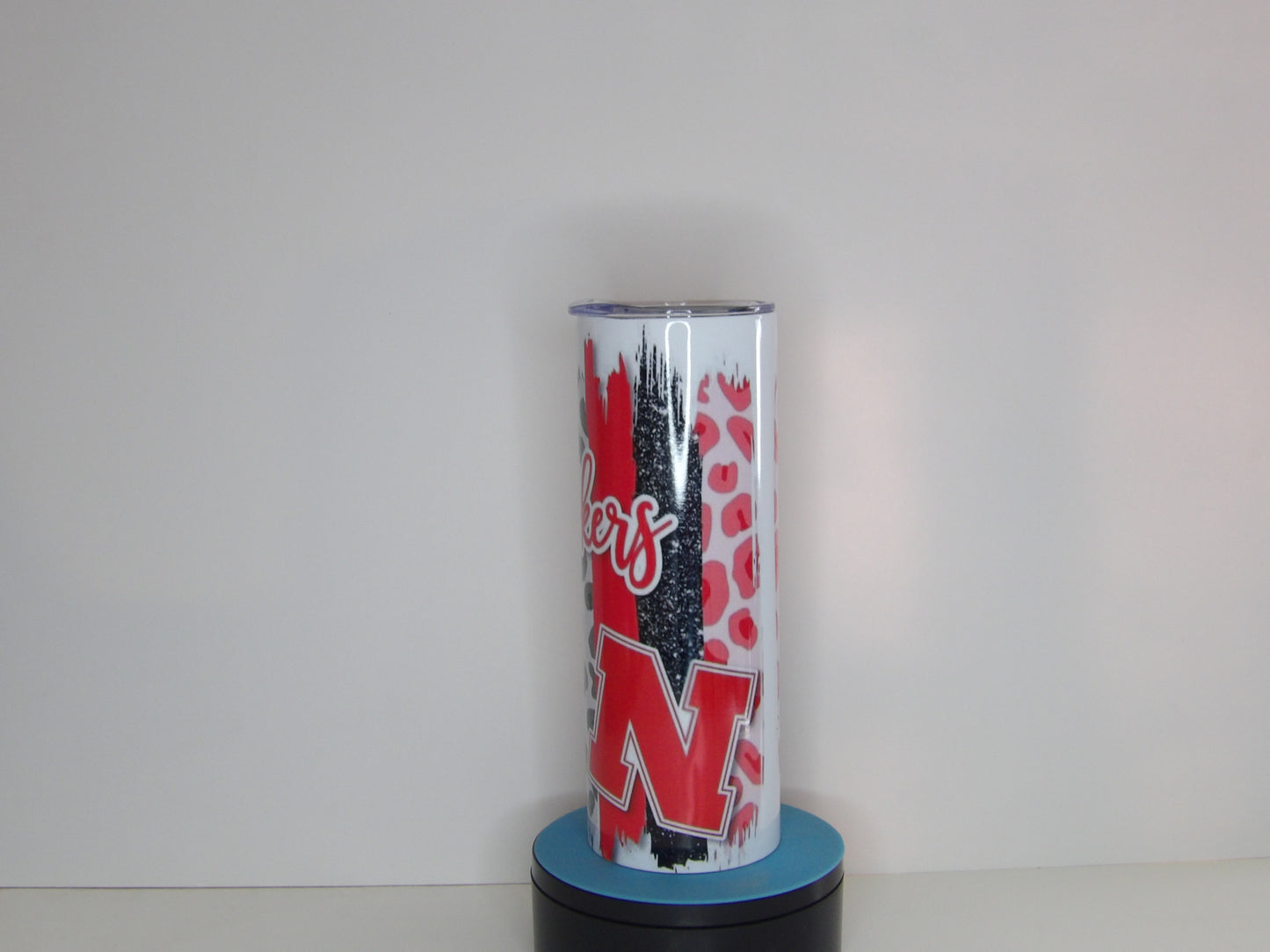Yellow 16-Cornhuskers 20oz Leopard Print Tumbler with Straw – Hot & Cold Insulated Cup