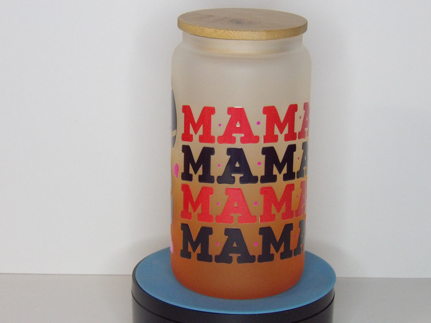 Purple 17-Football Mama 16 oz Frosted Glass Tumbler – Orange Ombre