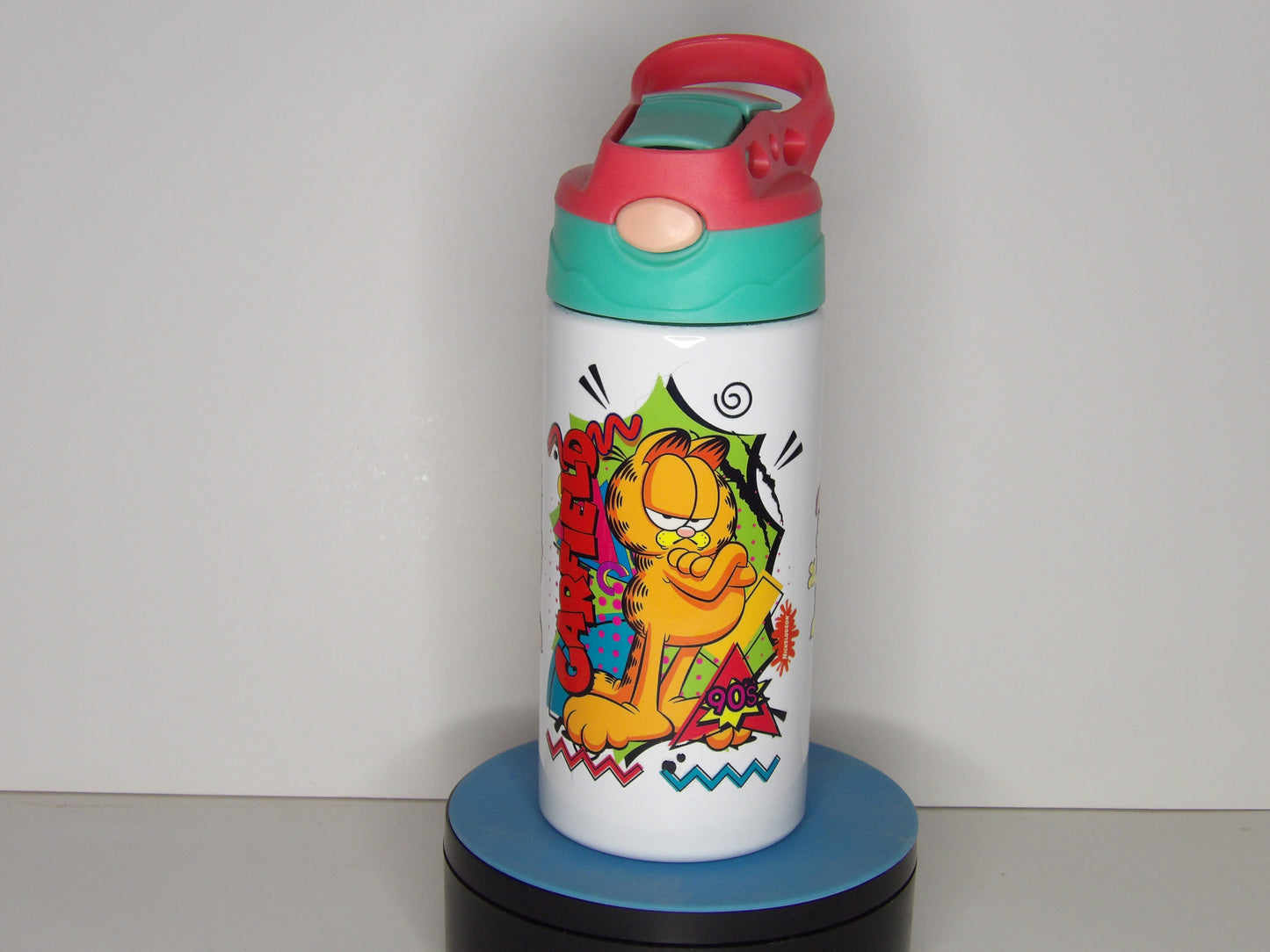 Yellow 39-Garfield Pop-Up Straw Water Bottle – 90s Cartoon Style | Made in the USA