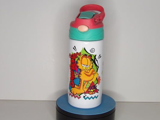 Yellow 39-Garfield Pop-Up Straw Water Bottle – 90s Cartoon Style | Made in the USA