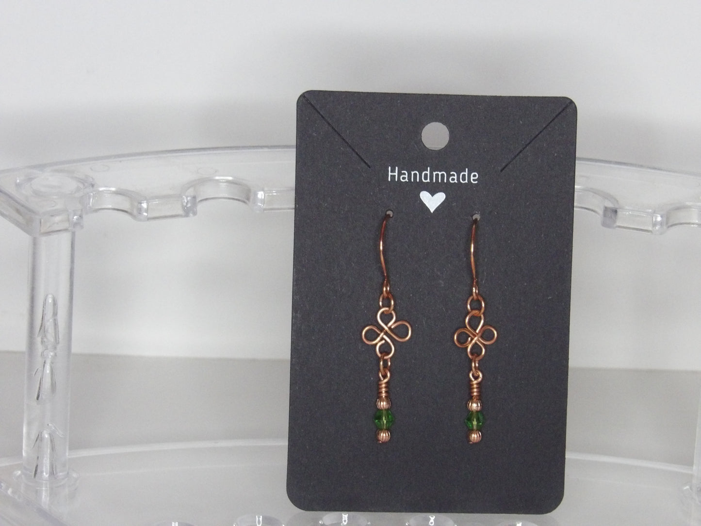 Hand-Wrapped Copper Wire Earrings with Crystal Beads | Handmade in the USA