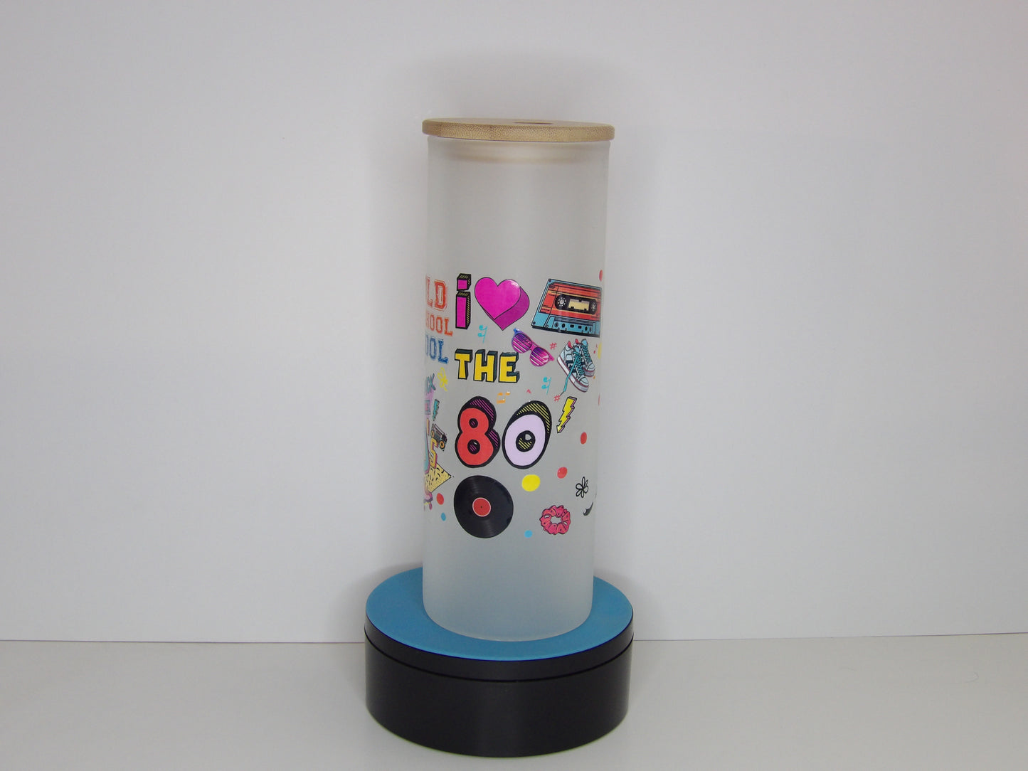 Sublimated Glass Tumbler -25 oz– Clear or Frosted Glass with Bamboo Lid