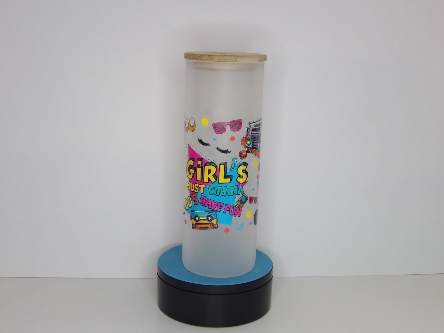 Sublimated Glass Tumbler -25 oz– Clear or Frosted Glass with Bamboo Lid