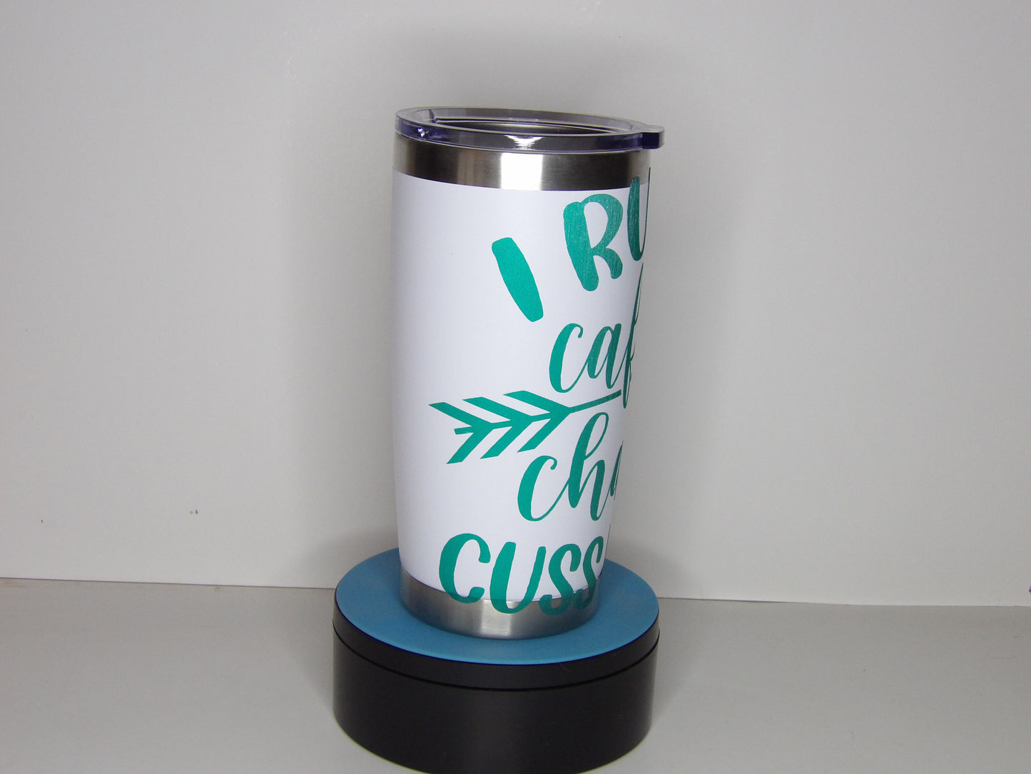 “I Run on Coffee, Chaos & Cuss Words” Vinyl Tumbler – Handmade in the USA