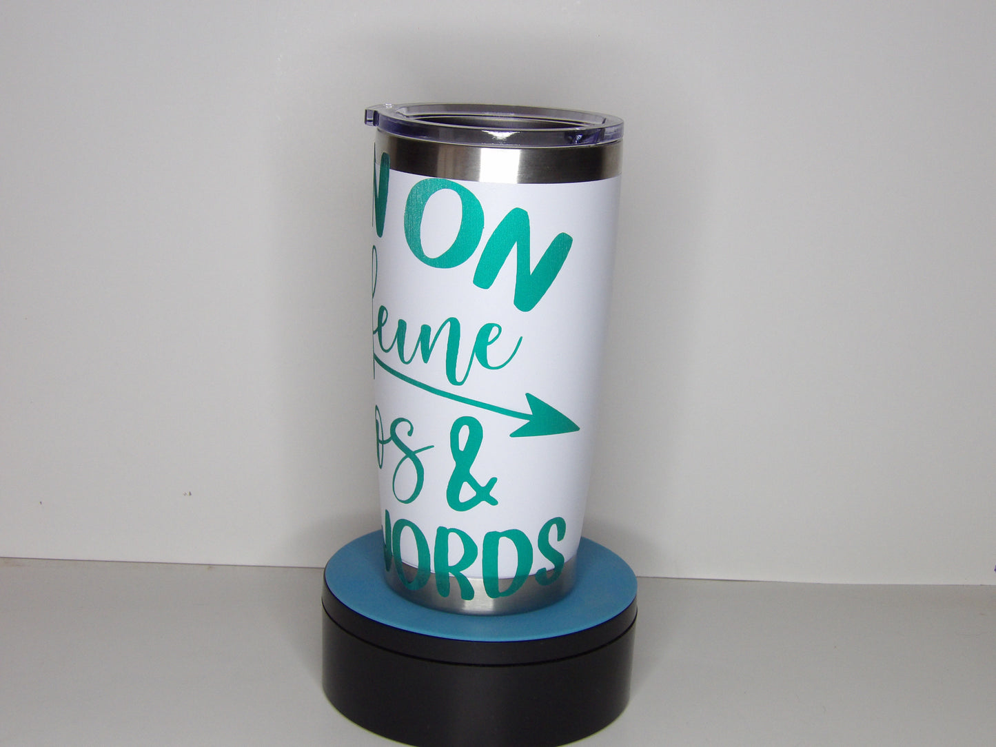 “I Run on Coffee, Chaos & Cuss Words” Vinyl Tumbler – Handmade in the USA