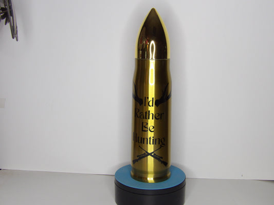 Bullet-Shaped Hunting Thermos – 17oz Stainless Steel Hot & Cold Flask | "I'd Rather Be Hunting"