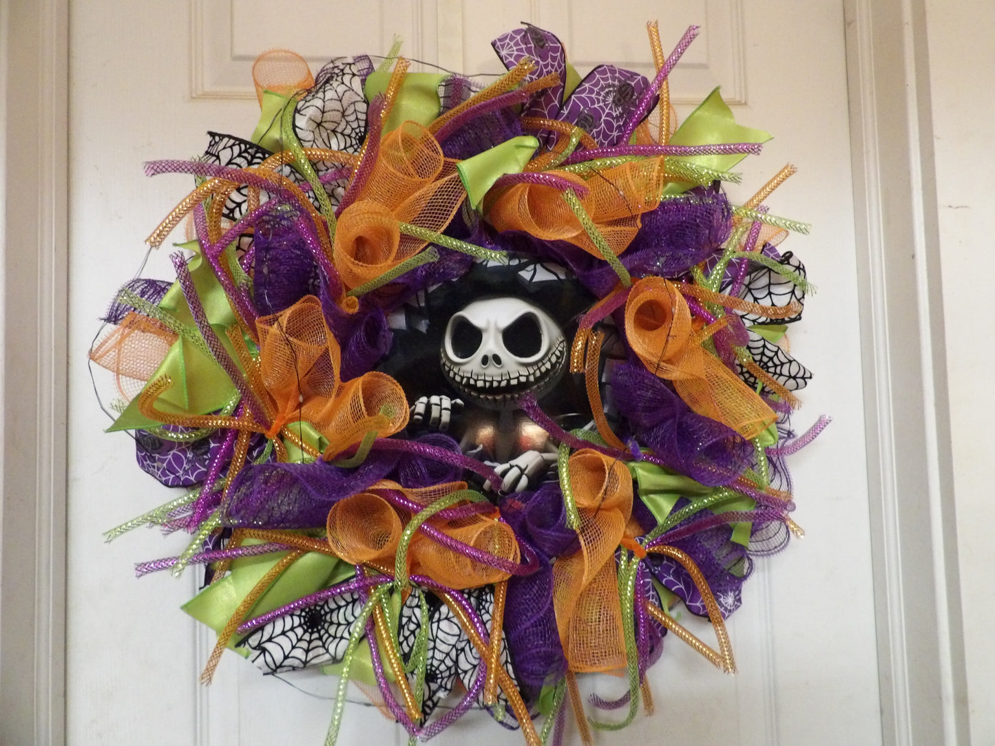 Jack Skellington Halloween Wreath with Lights – Handmade Indoor Décor