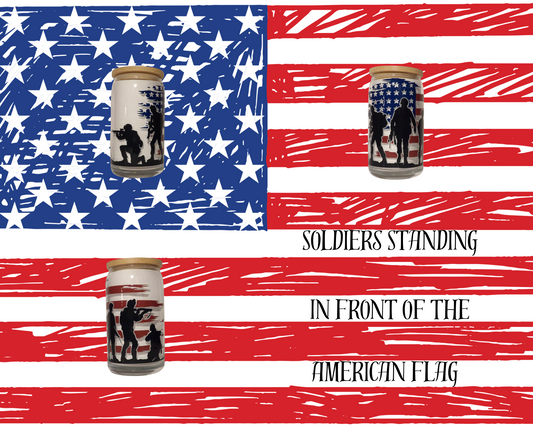 Patriotic Military-Themed Glass Jar with Lid