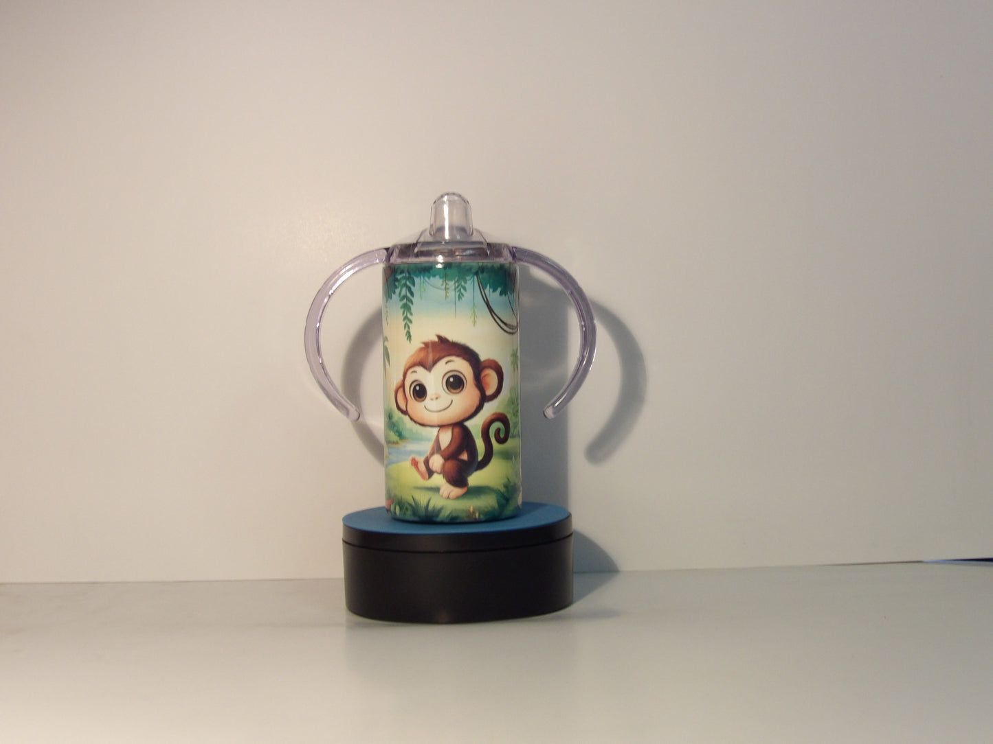 Red 6-Baby Monkey Jungle Sippy Cup and Tumbler – Stainless Steel with Handles and Lid