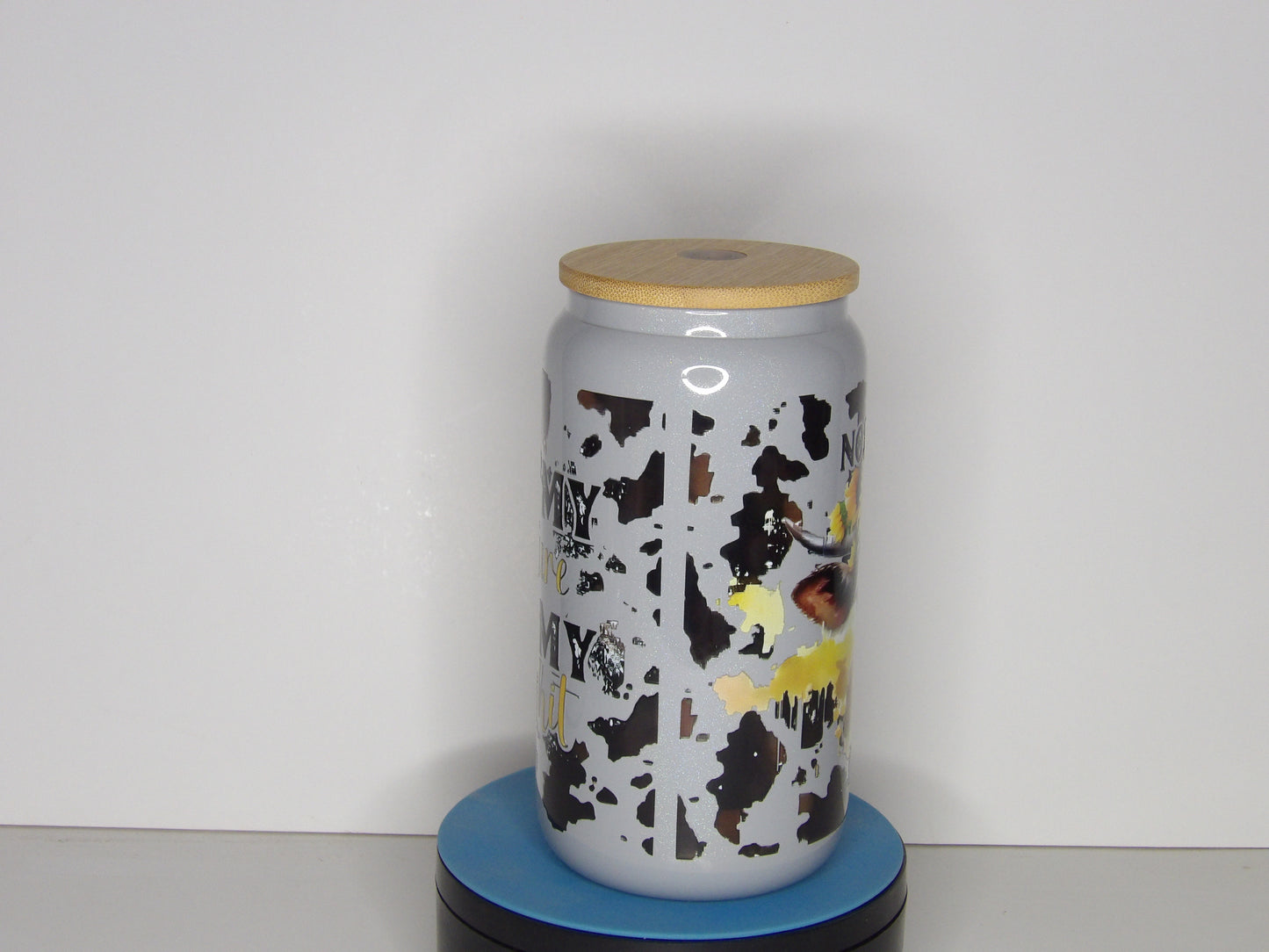 Red 23-🌻 “Not Today Heifer” 16 oz Gray Shimmer Glass Can Tumbler