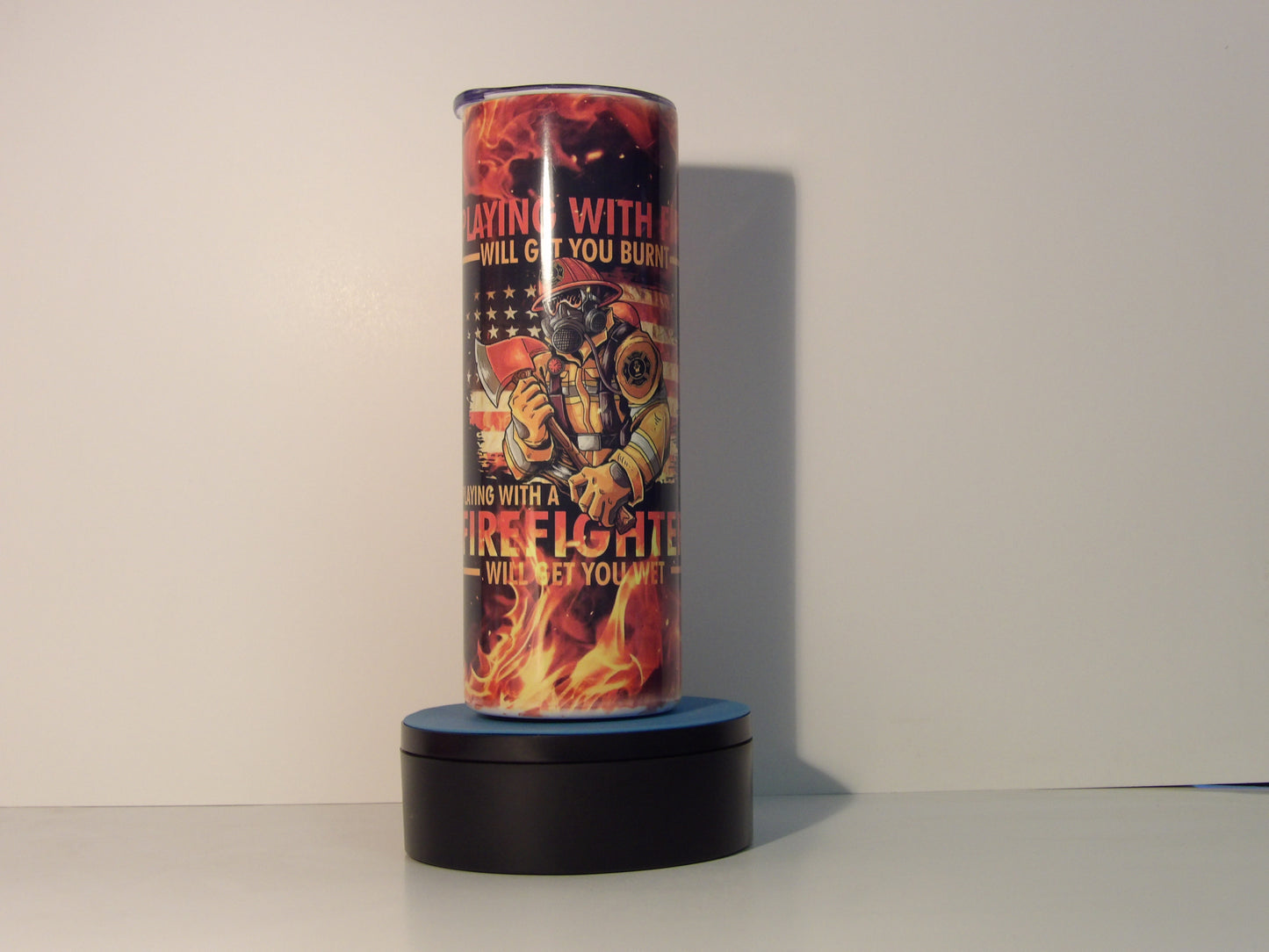 Firefighter Stainless Steel Tumbler with Lid & Straw-20 oz
