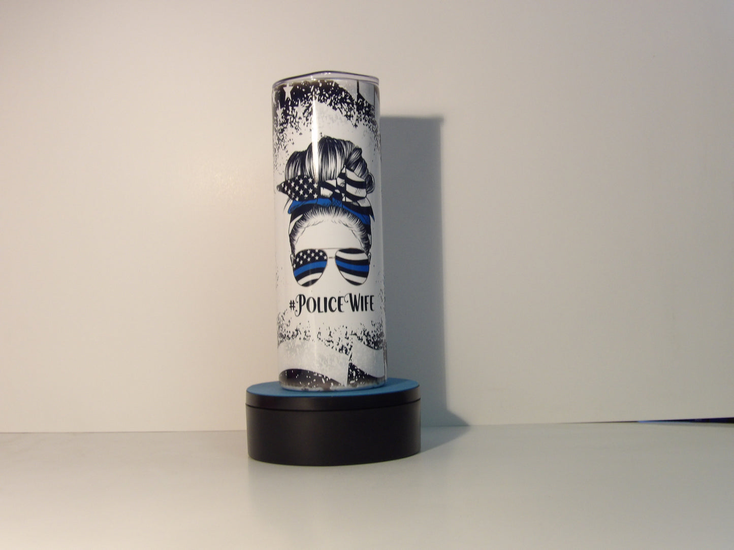 Police Stainless Steel Tumbler with Lid & Straw-20 oz