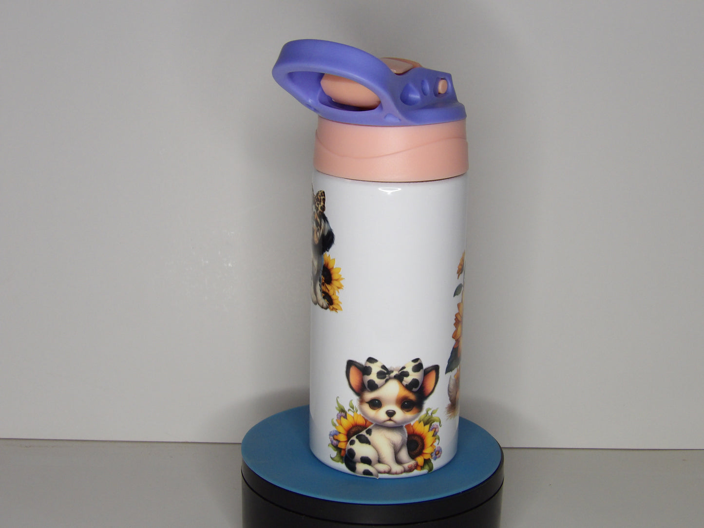 Red 22🌻 Puppies & Sunflowers Stainless Steel Kids Bottle