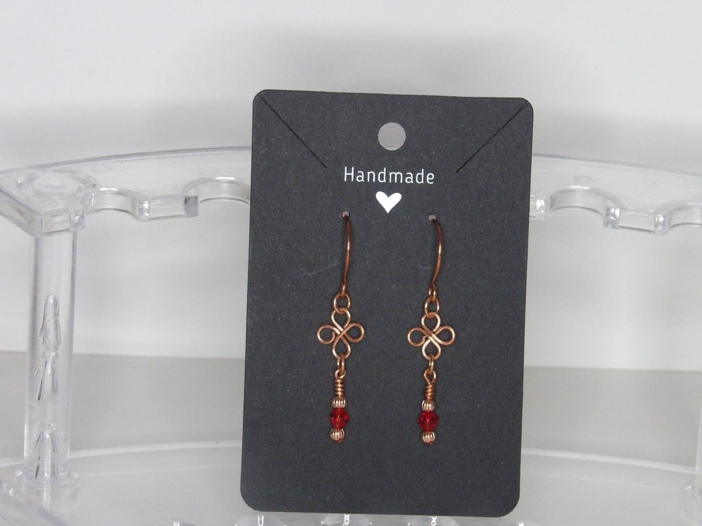 Hand-Wrapped Copper Wire Earrings with Crystal Beads | Handmade in the USA