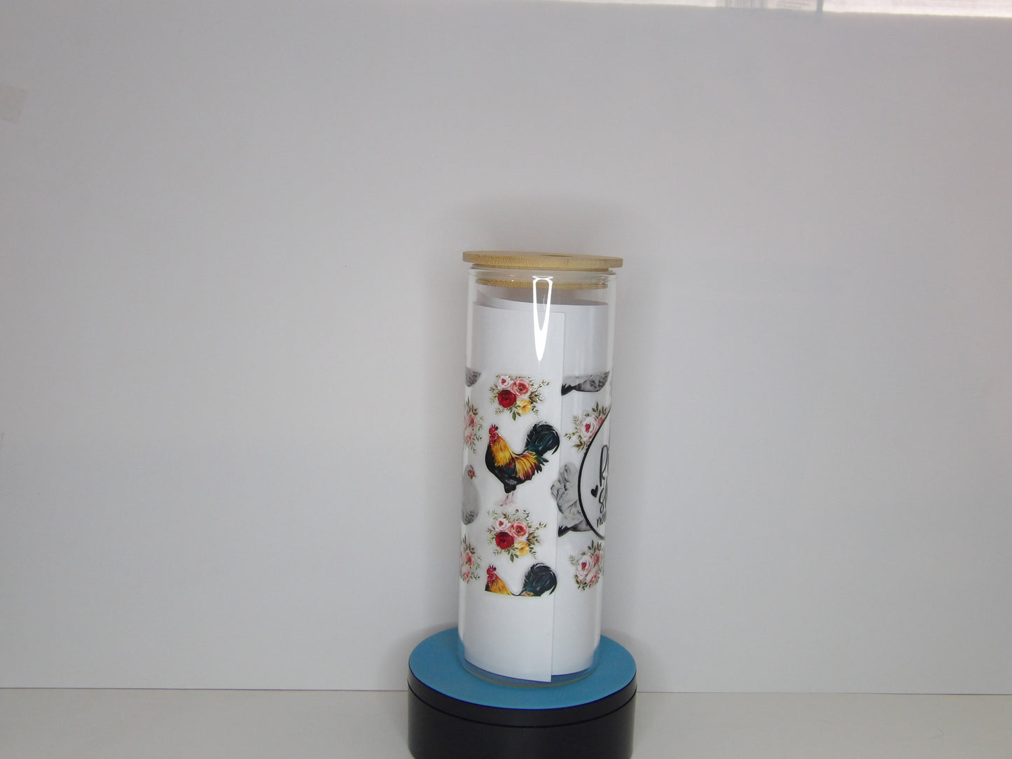 Sublimated Glass Tumbler -25 oz– Clear or Frosted Glass with Bamboo Lid
