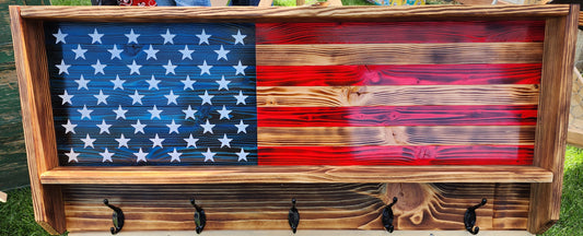 Rustic American Flag Coat Rack