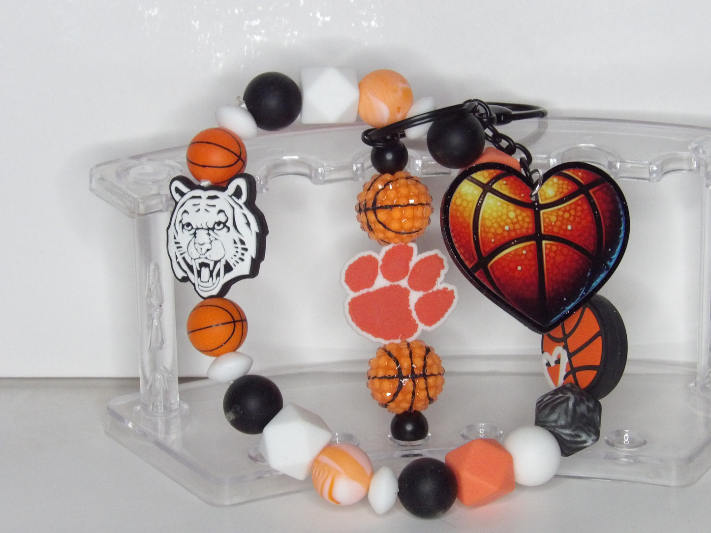Beaded Sports Wristlet with Extra Keychain & Acrylic Flatback – Handmade in the USA