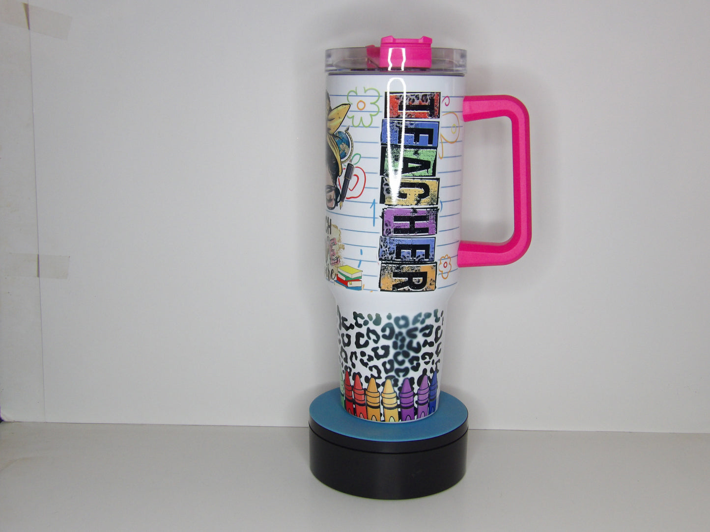 Pink 27-40oz Teacher-Inspired Stainless Steel Tumbler – "Teach • Love • Inspire"