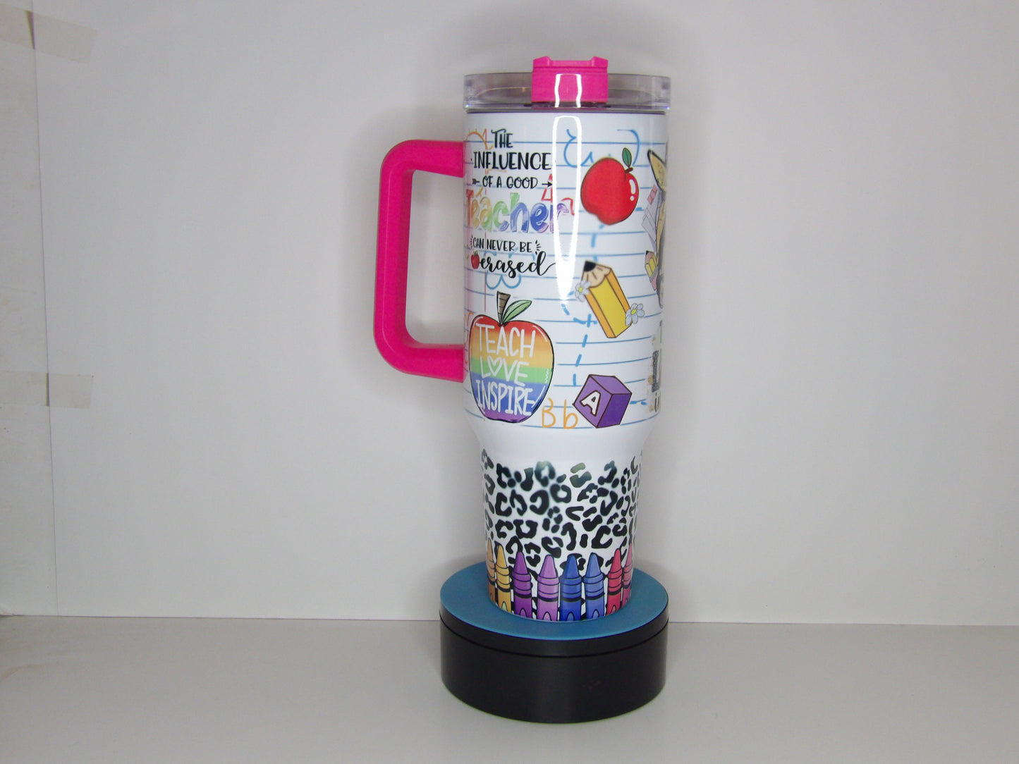 Pink 27-40oz Teacher-Inspired Stainless Steel Tumbler – "Teach • Love • Inspire"