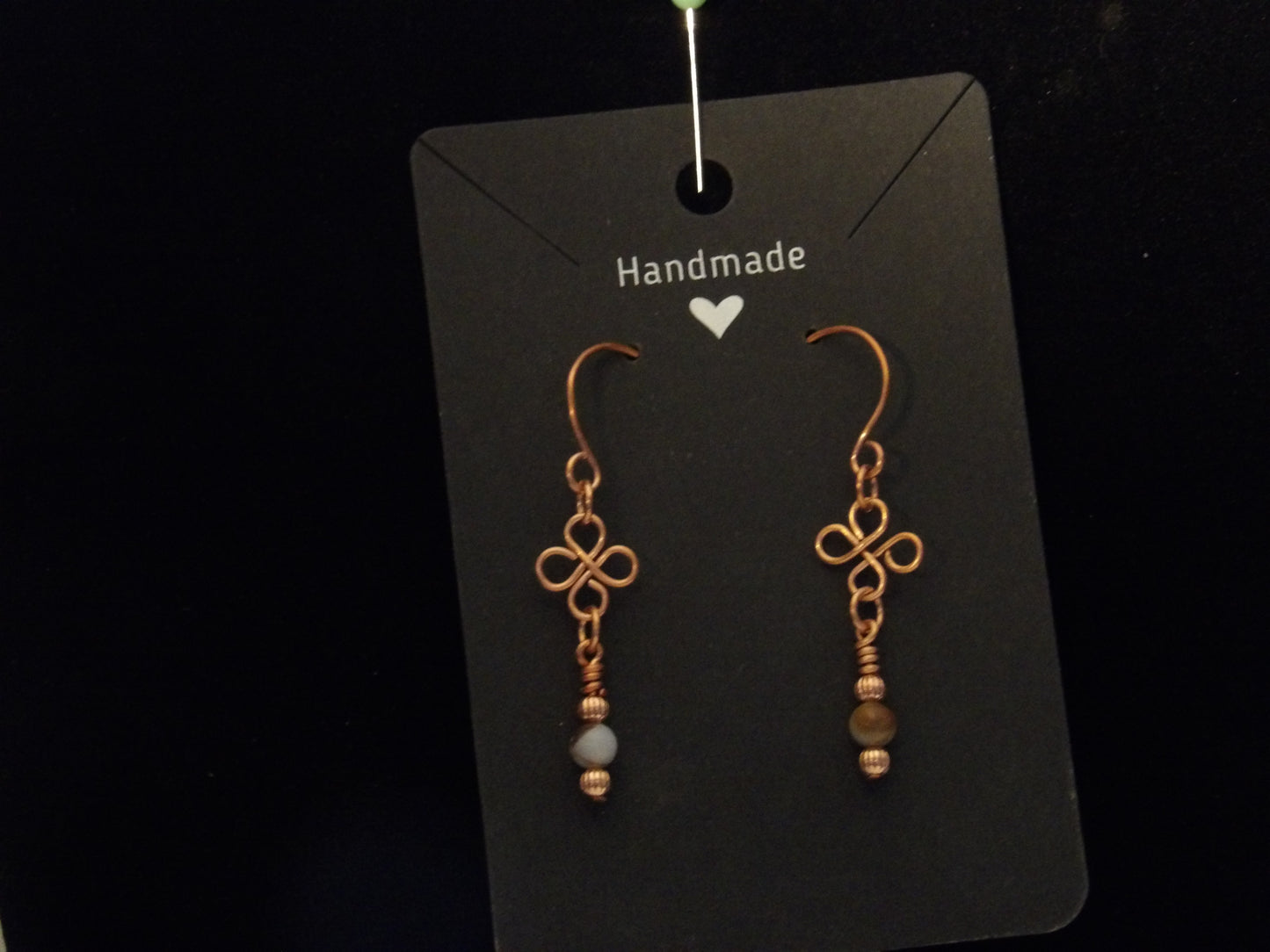 Handcrafted Wire-Wrapped Stone Bead Earrings – Made in the USA