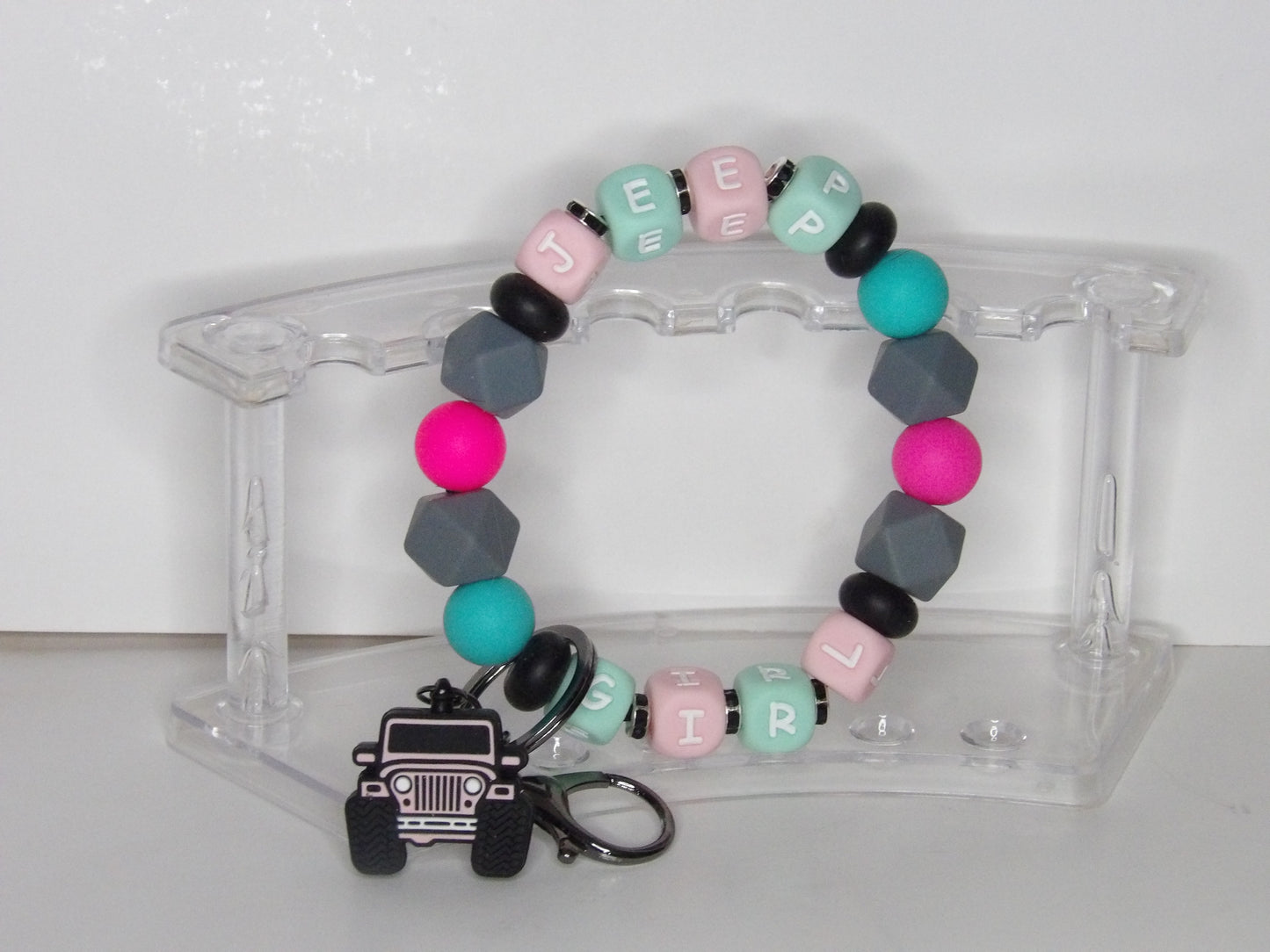 Handmade Beaded Wristlet Keychain – Silicone Beads, USA Made