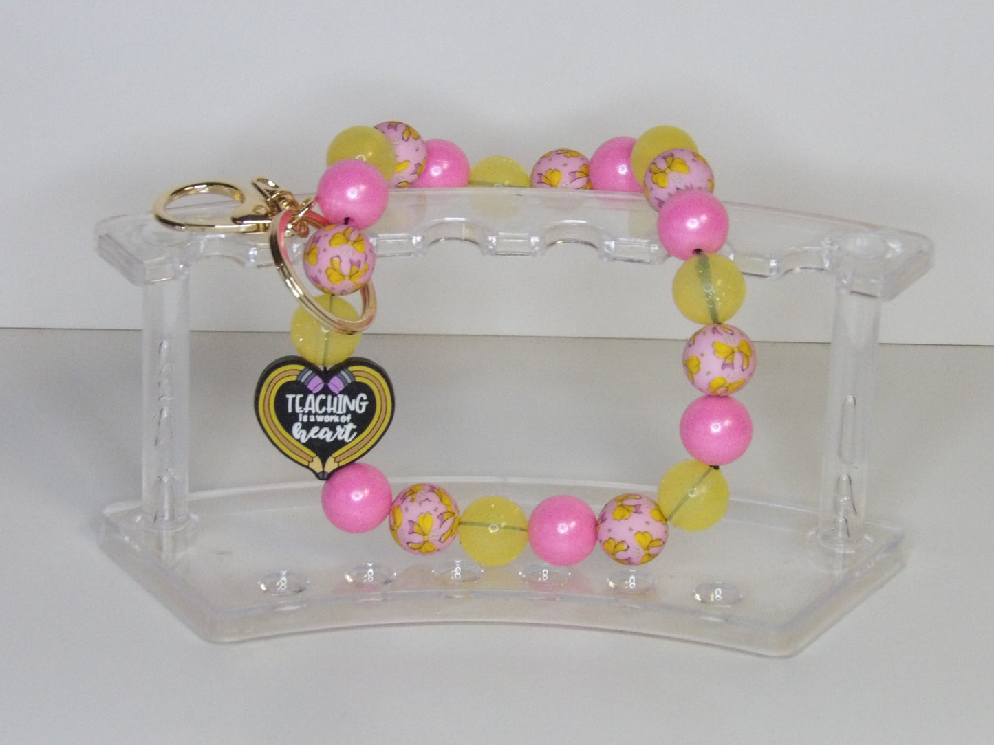 Handmade Beaded Wristlet Keychain with short tassel – Silicone Beads, USA Made