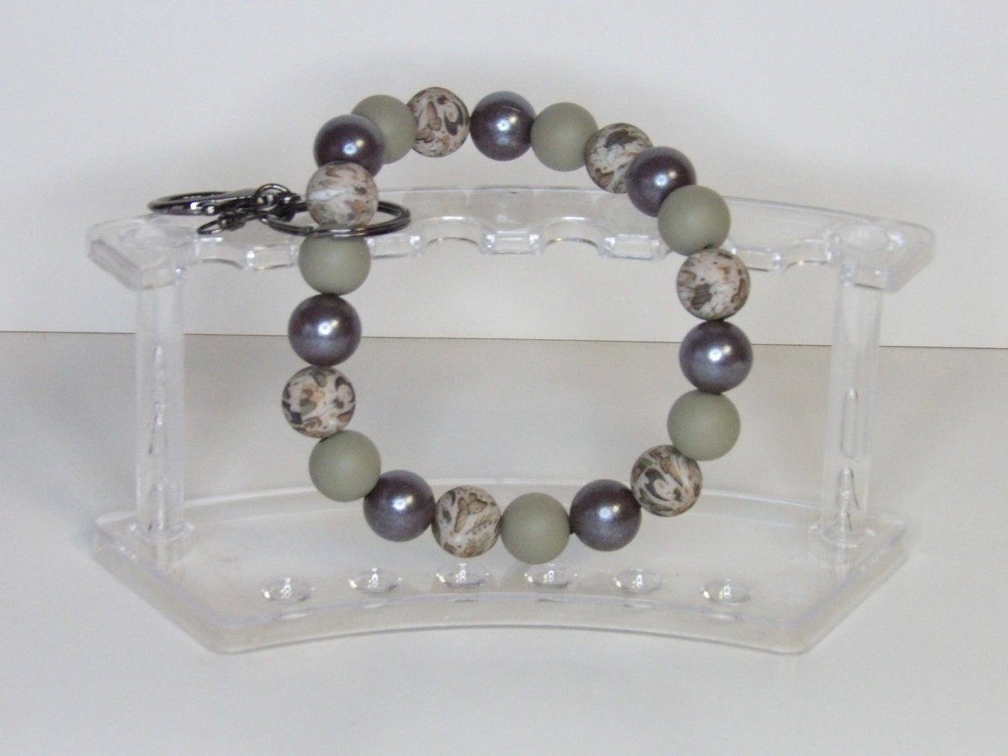 Handmade Beaded Wristlet Keychain with short tassel – Silicone Beads, USA Made