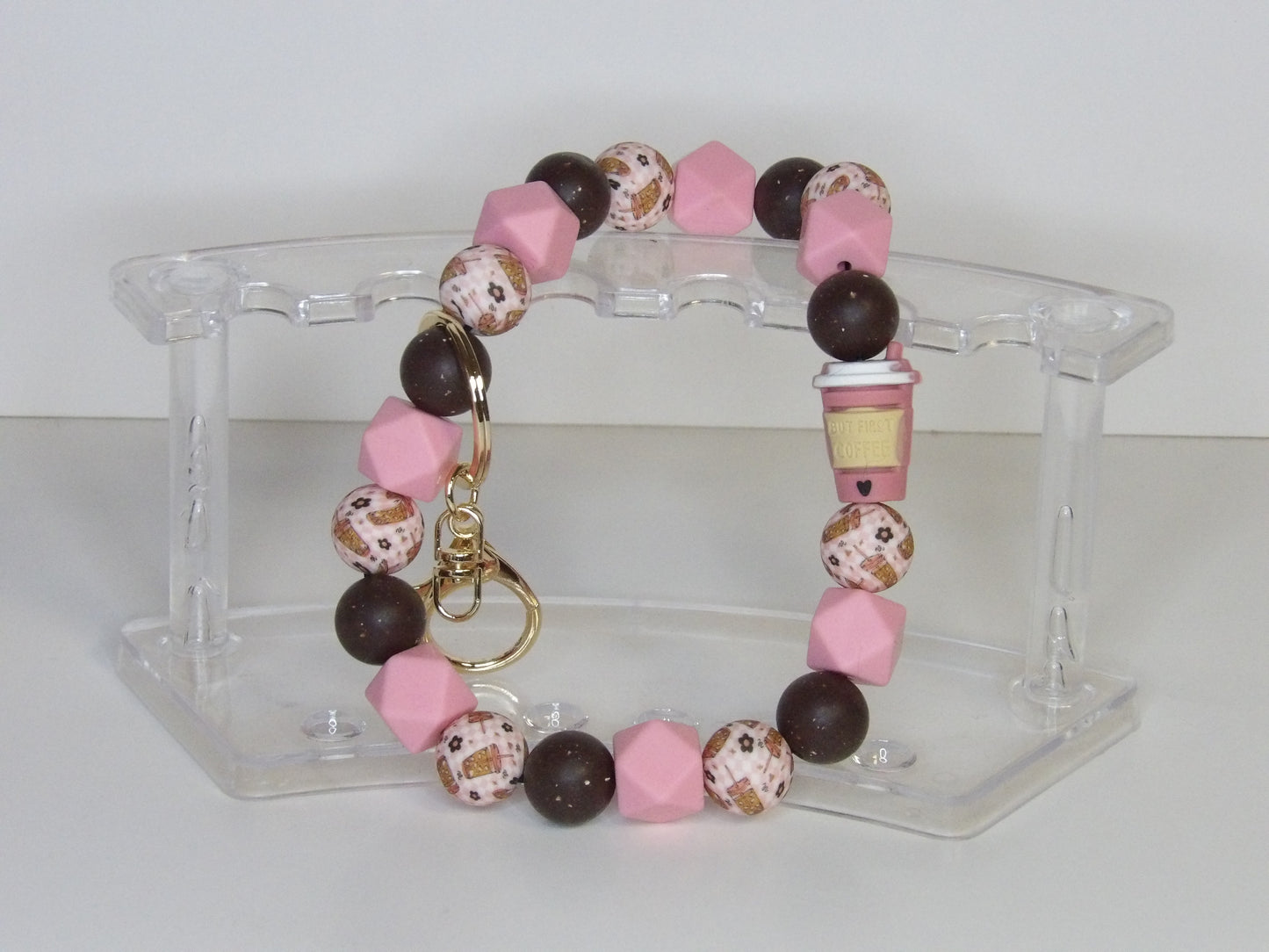 Handmade Beaded Wristlet Keychain with short tassel – Silicone Beads, USA Made