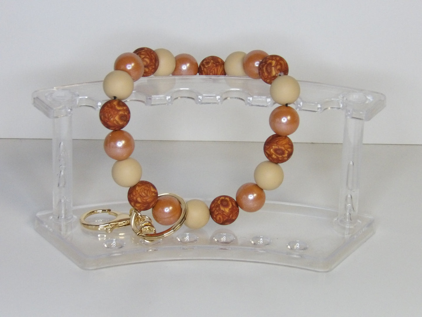 Handmade Beaded Wristlet Keychain with short tassel – Silicone Beads, USA Made