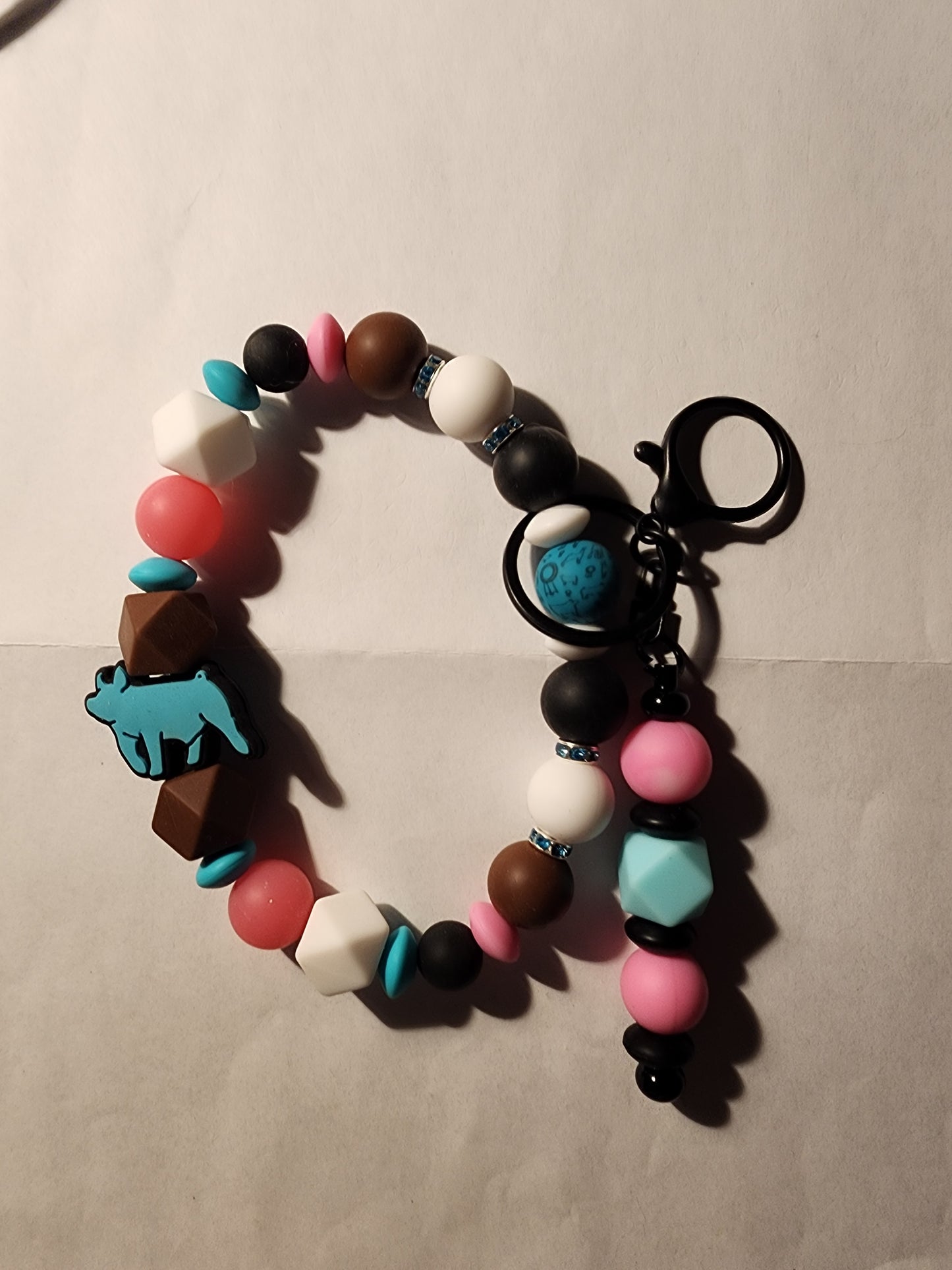 Handmade Beaded Wristlet Keychain with Extra Key Ring – Stylish Silicone Beads, USA Made