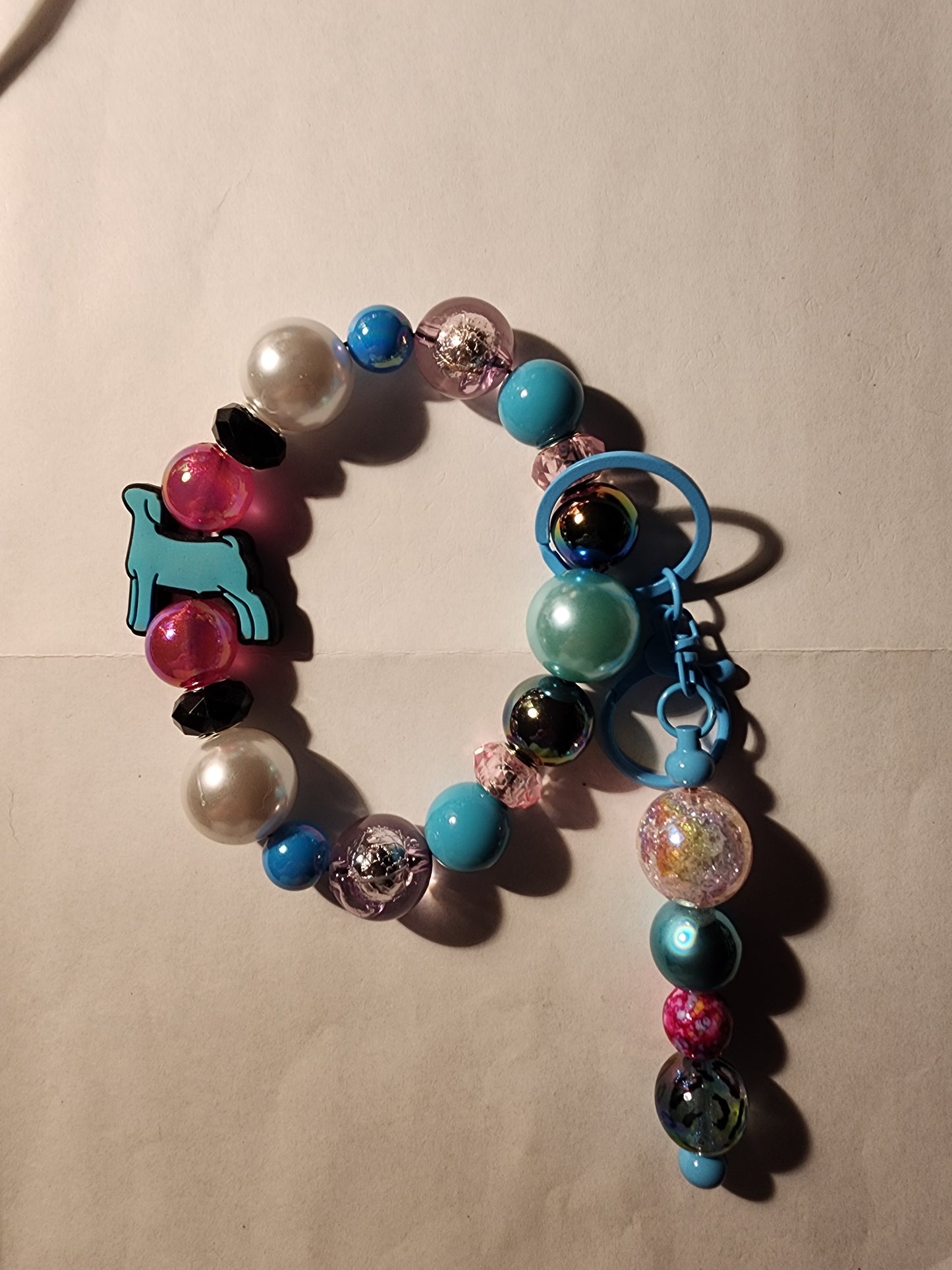 Handmade Beaded Wristlet Keychain with Extra Key Ring – Stylish Silicone Beads, USA Made