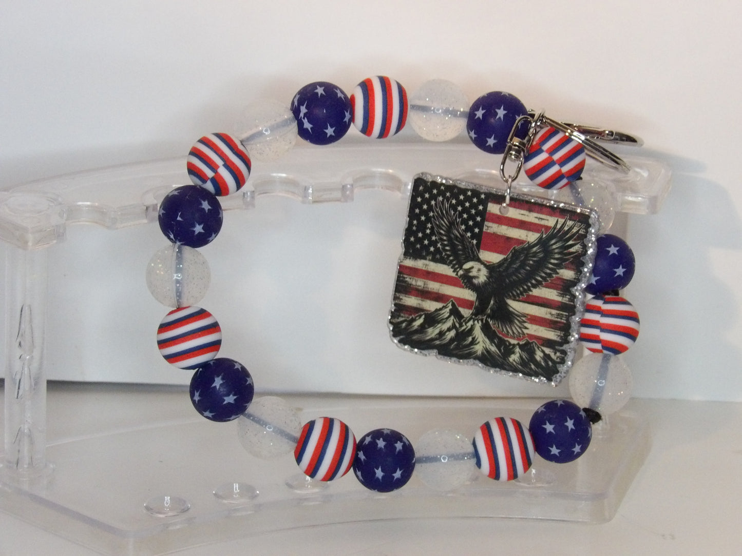 Handmade Beaded Wristlet Keychains with Acrylic Charms – Unique Designs