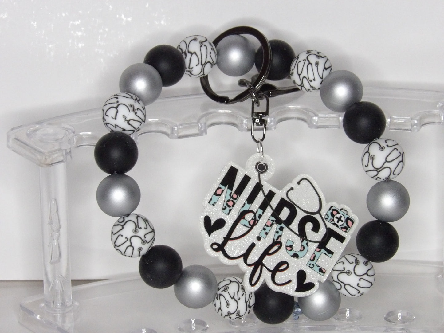 Handmade Beaded Wristlet Keychains with Acrylic Charms – Unique Designs