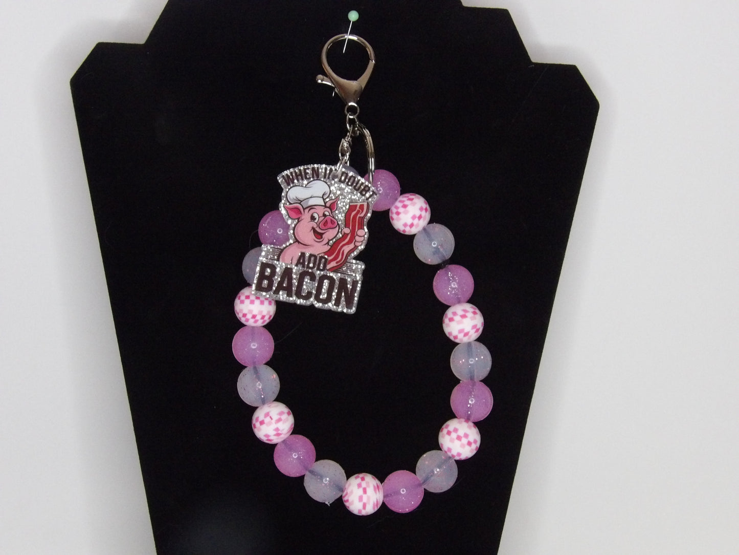 Handmade Beaded Wristlet Keychains with Acrylic Charms – Unique Designs