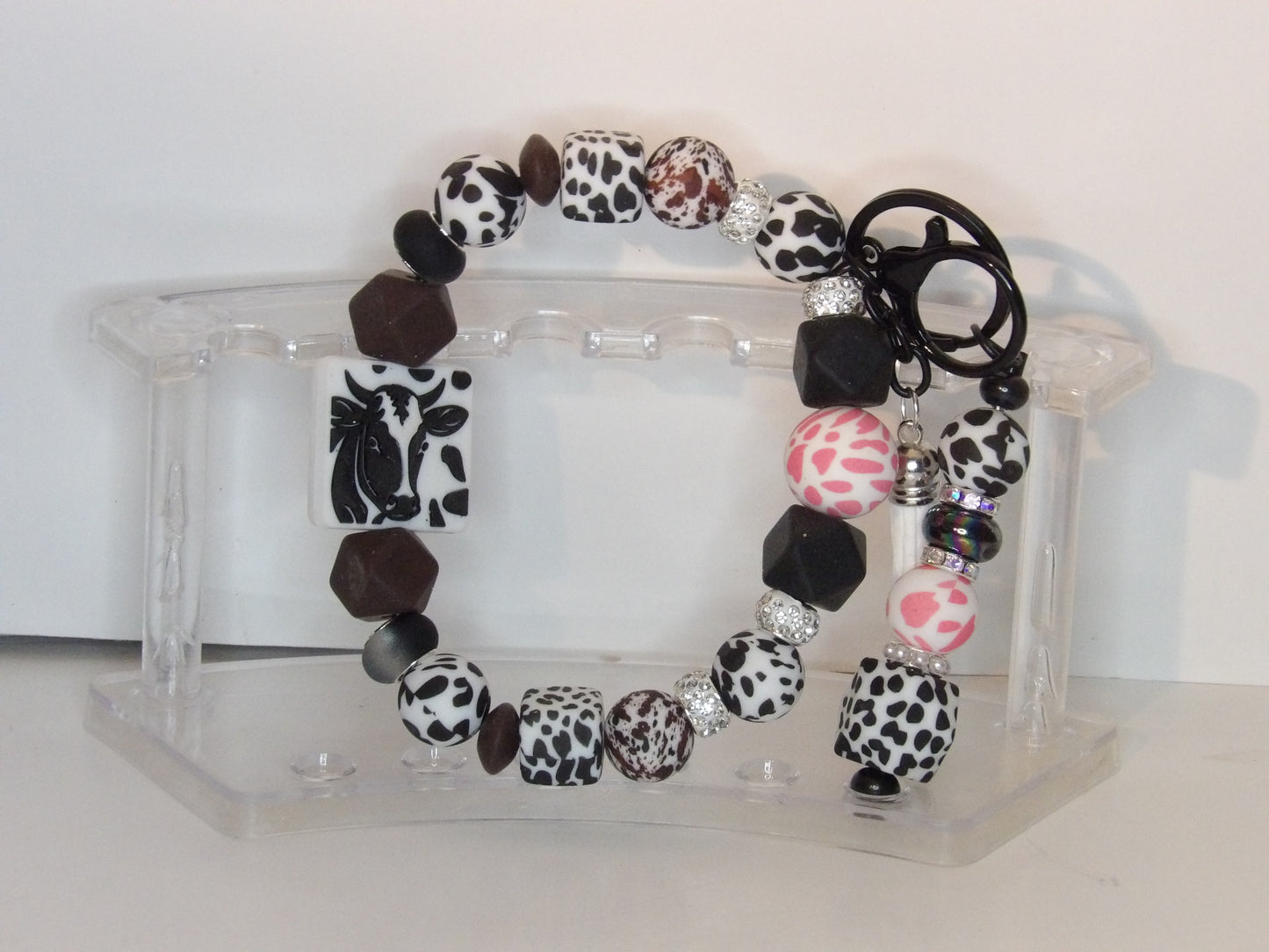Handmade Beaded Wristlet Keychain with Extra Key Ring – Stylish Silicone Beads, USA Made
