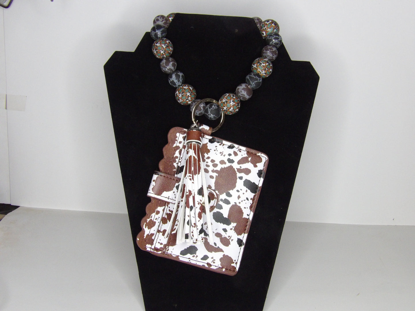 Beaded Wristlet Keychain with Clear ID & Card Slot Wallet – Handmade in the USA