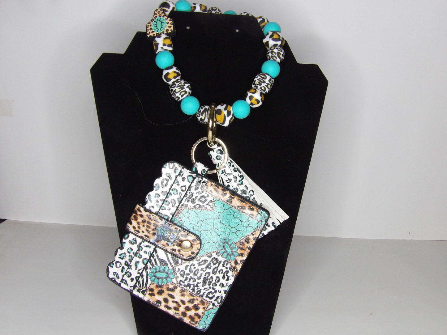 Beaded Wristlet Keychain with Clear ID & Card Slot Wallet – Handmade in the USA
