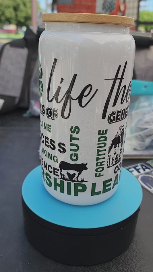 4H White Shimmer Glass Cup