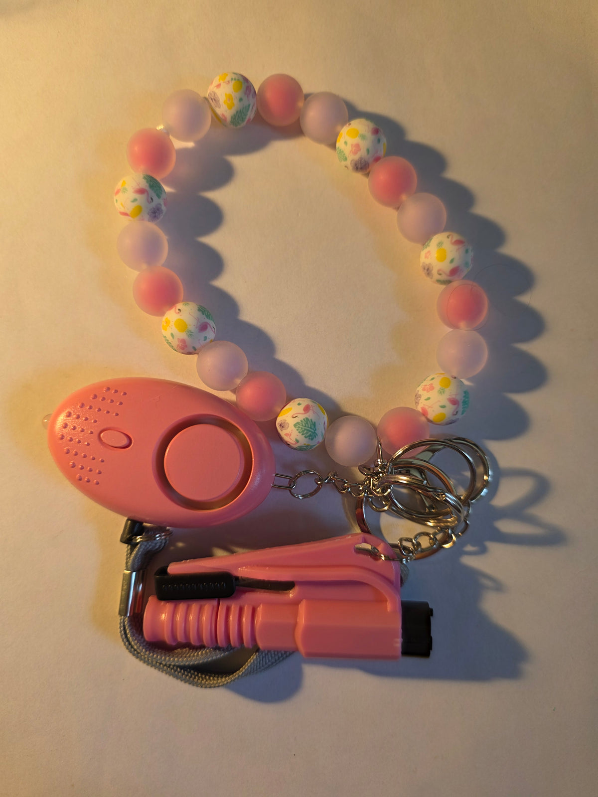 Handmade Beaded Self-Defense Wristlet with Personal Safety Alarm & 3-in-1 Emergency Tool