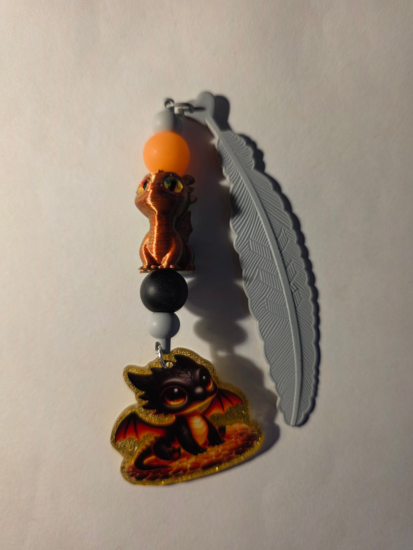 Handmade Feather Bookmark with Acrylic Flatback