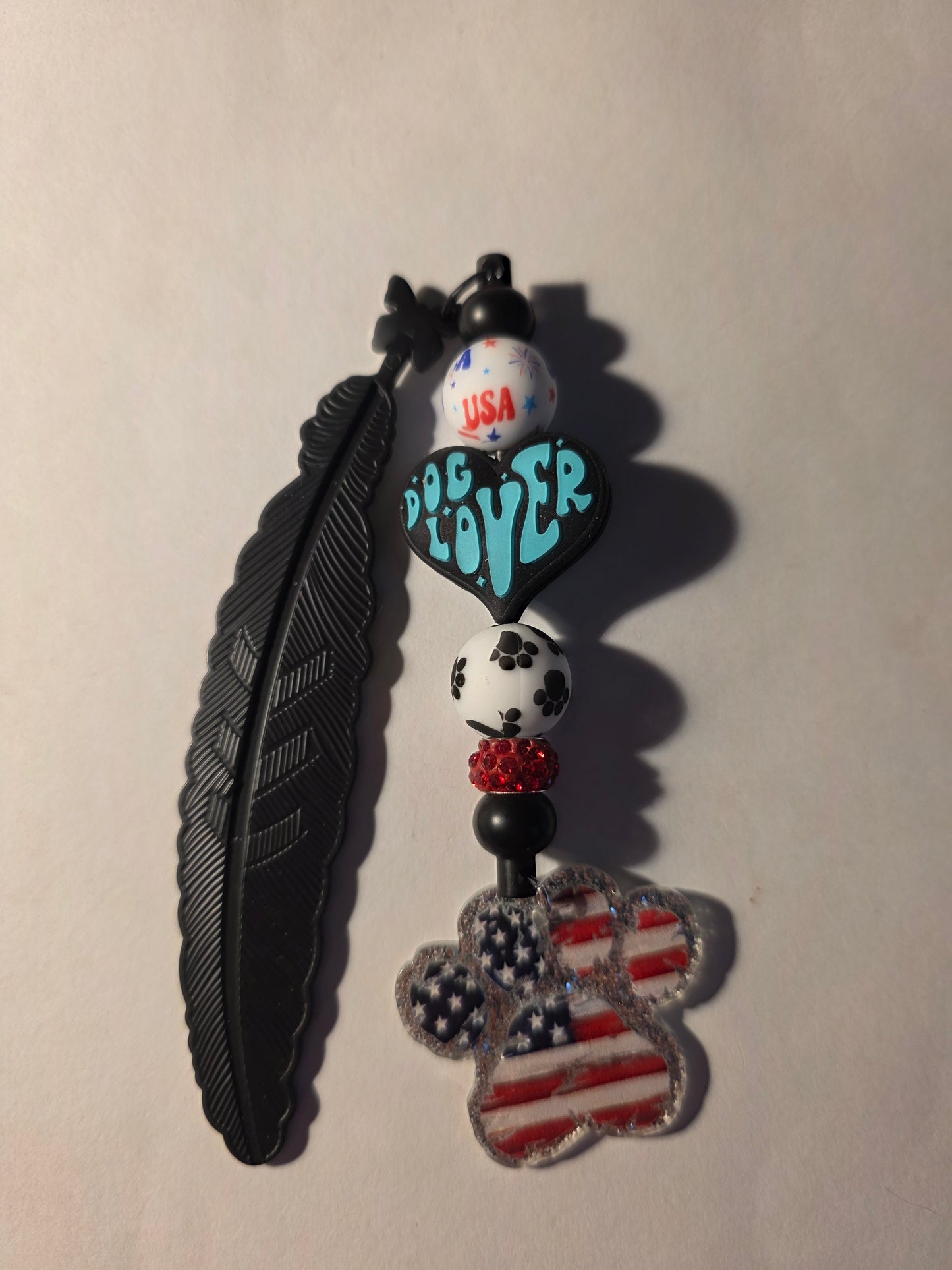 Handmade Feather Bookmark with Acrylic Flatback
