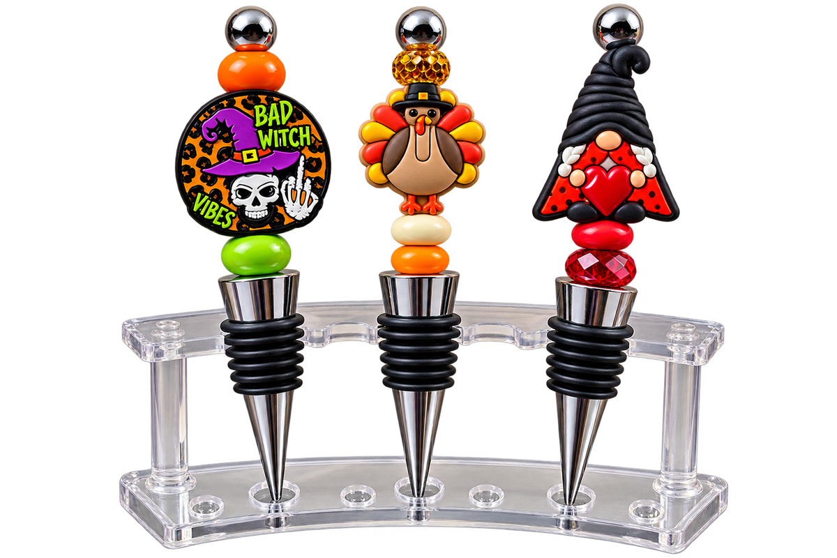 Holiday Beaded Wine Stoppers – Handmade Decorative Wine Bottle Stoppers & Seasonal Gifts