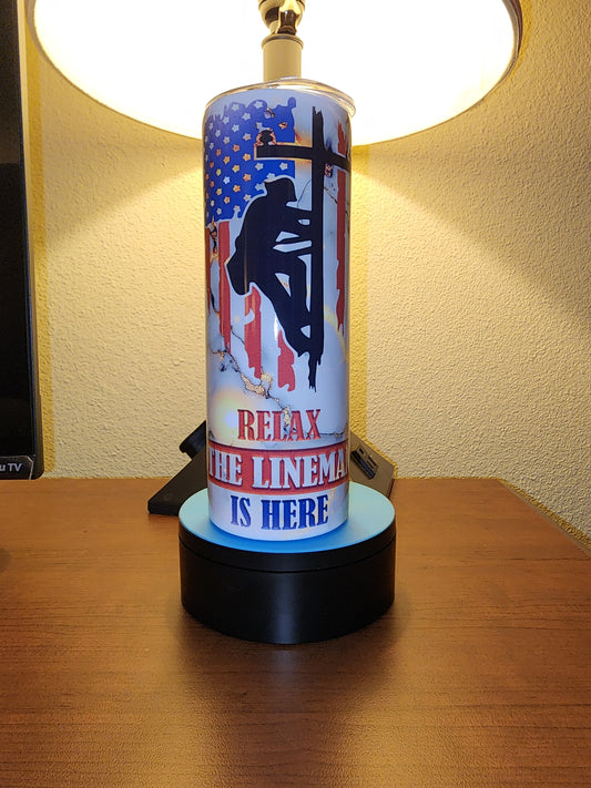 Lineman Tumbler – “Relax, The Lineman Is Here”